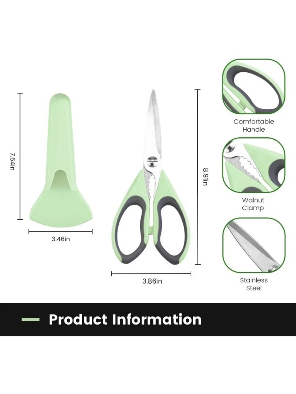 All-Purpose Heavy Duty Kitchen Scissors & Utensils Set - Stainless Steel